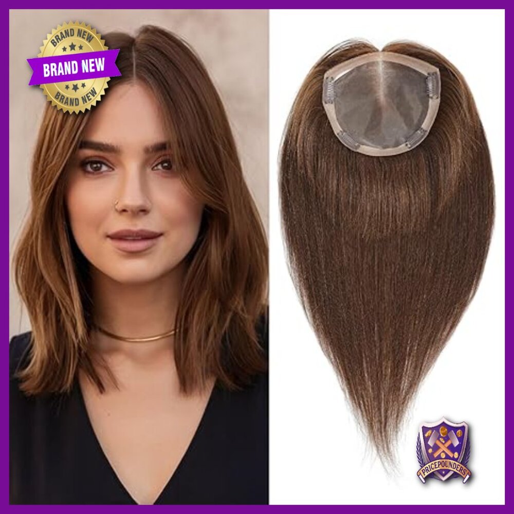 14 Inch Human Hair Topper 70g Swiss Lace Base 4 Clips Thinning Hair